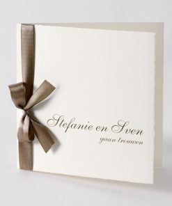 Beige blanco kaart met taupe lint