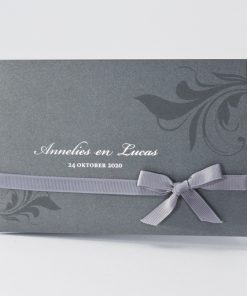 Trendy staalgrijze huwelijkskaart