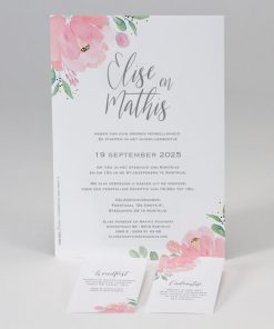 A5-kaart met roze aquarel