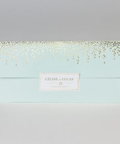 Mintgroene huwelijksaankondiging met blaadjes in goudfolie