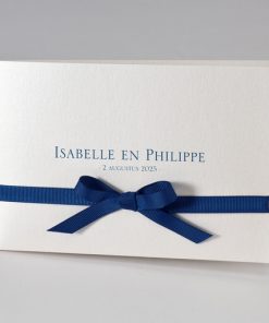 Stijlvolle pochette met donkerblauw lint