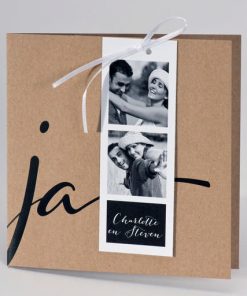 Kraft huwelijksuitnodiging JA met fotostrip