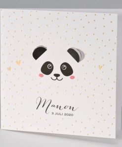 Lief geboortekaartje panda met uitgekapte oortjes