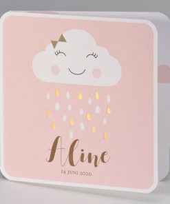 Vrolijk wolkje met gouden regendruppels - pink