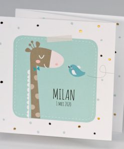 Drieluik giraf met vrolijke stipjes - mint