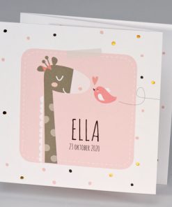 Drieluik giraf met vrolijke stipjes - roze