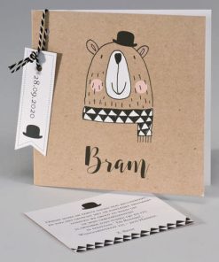 Kraft kaart pentekening beer met bolhoed
