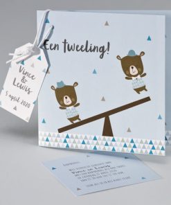 Tweeling geboortekaart jongen/jongen
