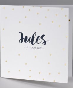 Witte confettikaart met goudfolie