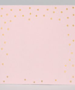 Borrelkaartje roze met gouden confetti