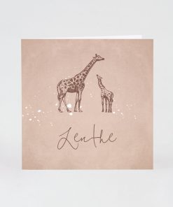 Ouderoze geboortekaartje mama giraf en kleintje