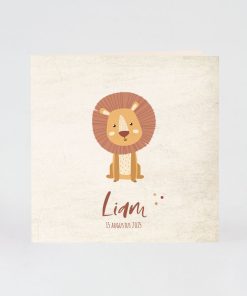 Geboortekaart lieve leeuw in terra en oker