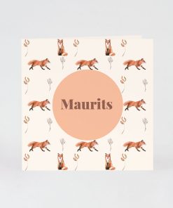 Geboortekaart met patroon van vosjes