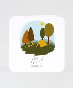 Geboortekaartje met retro kampeertentje