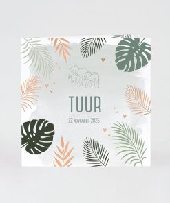 Geboortekaartje junglethema en boho met goudfolie