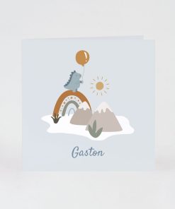 Geboortekaartje schattige dino in trendy aardekleuren