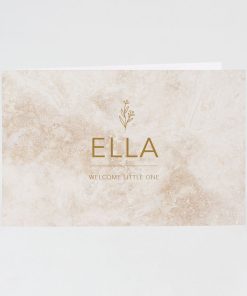 Geboortekaart bruin marmermotief