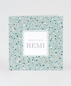 Geboortekaart terrazzo blauw