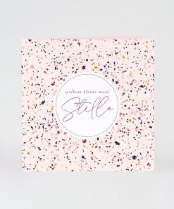 Geboortekaart terrazzo roze