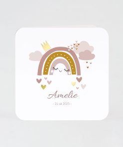 Geboortekaartje lieve roze regenboog