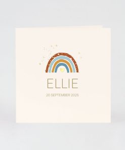Geboortekaartje trendy regenboog in aardekleuren