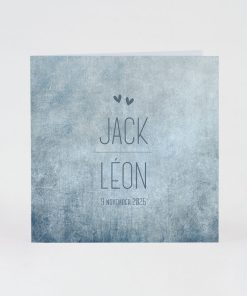 Stoere geboortekaart met blauw jeanspatroon