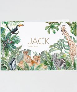 Geboortekaart met vrolijke jungledieren