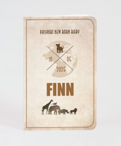 Luxe paspoort geboortekaart in junglethema