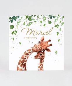 Vertederende geboortekaart mama giraf en kleintje