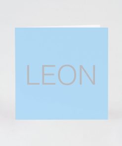 Lichtblauw blanco geboortekaartje in luxe papier - Mix and match