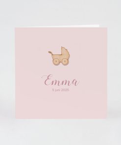 Roze geboortekaartje in luxe papier - Mix and match