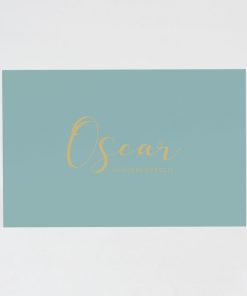 Langwerpig blanco geboortekaartje petrol