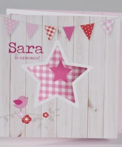 Drieluik met uitgekapte ster en roze ruitjesmotief