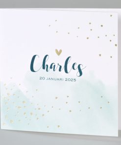 MIntgroene aquarel met confetti in goudfolie