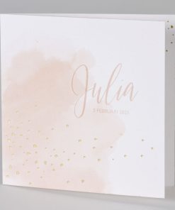 Roze aquarel met confetti in goudfolie