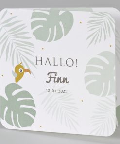 Geboortekaart bohemian met gele toekan