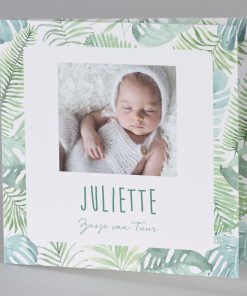 Geboortekaartje met kader in groene bohemianstijl