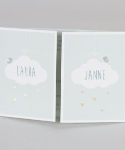 Drieluik tweelingkaart mint met goudfolie