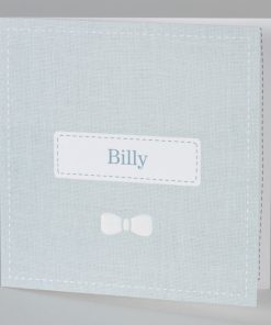 Geboortekaart met linnenmotief in grijsgroen