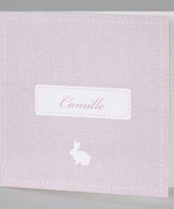 Geboortekaart met linnenmotief in roze