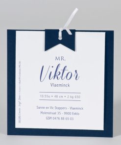 Geboortekaart donkerblauw overhemdje