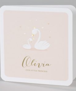 Lieve geboortekaart met zwanen