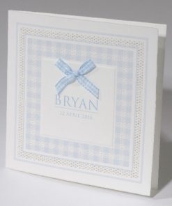 Geboortekaartje geruit met strikje