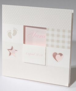 Geboortekaartje 'beige ster & hart'