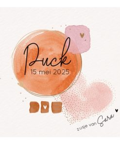 Geboortekaartje - Aquarel cirkel en hart