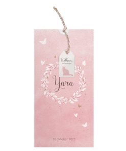 Geboortekaartje - Vlindertuin en bladerkrans