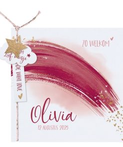 Geboortekaartje - Bordeauxrode regenboog