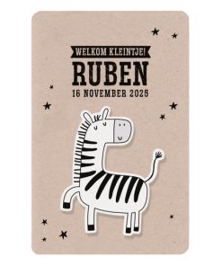 Geboortekaartje - Dieren op kraft