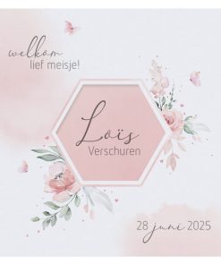 Geboortekaartje - Waterverf bloemen