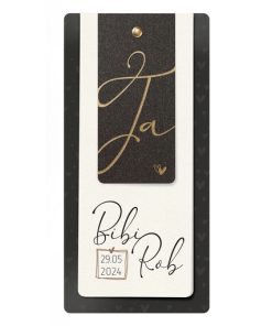 Huwelijkskaart - Sierlijke ''Ja'' met hartjes